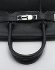 Pre-Loved Birkin Handbag Leather 30 with Palladium Hardware, Black