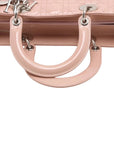 Pre-Loved Lady Dior Handbag Cannage Patent Leather Large with Silver Hardware, Pink