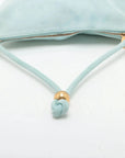 Pre-Loved Knot Shoulder Bag Suede Small with Gold Hardware, Light Blue