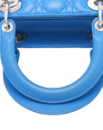 Pre-Loved Lady Dior Handbag Quilted Leather Medium with Silver Hardware, Blue