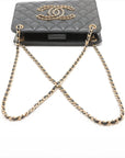 Pre-Loved CC Chain Logo Quilted Chain Bag Shoulder Bag Quilted Leather Small with Gold Hardware, Black