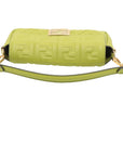 Pre-Loved Baguette Shoulder Bag Embossed FF Logo Leather Medium with Gold Hardware, Green