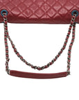 Pre-Loved Easy Flap Shoulder Bag Quilted Leather with Silver Hardware, Red