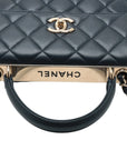 Pre-Loved Trendy CC Handbag Quilted Leather Small with Gold Hardware, Navy