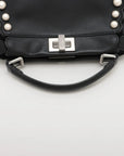 Pre-Loved Peekaboo Handbag Leather Mini with Silver Hardware, Black