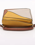 Pre-Loved Puzzle Handbag Leather Mini with Gold Hardware, Yellow, Tan, Cream