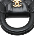 Pre-Loved Kelly Shopping Bag Handbag Quilted Leather Nano with Aged Gold Hardware, Black