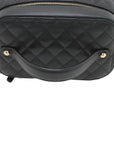 Pre-Loved CC Filigree Vanity Case Vanity Case Quilted Leather Small with Silver Hardware, Black