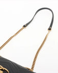 Pre-Loved GG Marmont Shoulder Bag Quilted Leather Medium with Aged Gold Hardware, Black