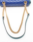 Pre-Loved GG Marmont Shoulder Bag Quilted Leather Small with Gold Hardware, Blue