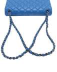 Pre-Loved Classic Double Flap Shoulder Bag Quilted Leather Jumbo with Ruthenium Hardware, Blue
