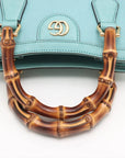 Pre-Loved Diana Bamboo Tote Leather Mini with Gold Hardware, Light Blue