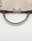 Pre-Loved Peekaboo Iconic Selleria Handbag Leather Small with Silver Hardware, Ivory