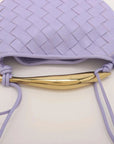 Pre-Loved Sardine Crossbody Bag Intrecciato Leather Mini with Gold Hardware, Lilac