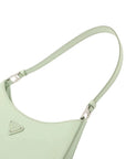 Pre-Loved Cleo Shoulder Bag Leather Small with Silver Hardware, Light Green