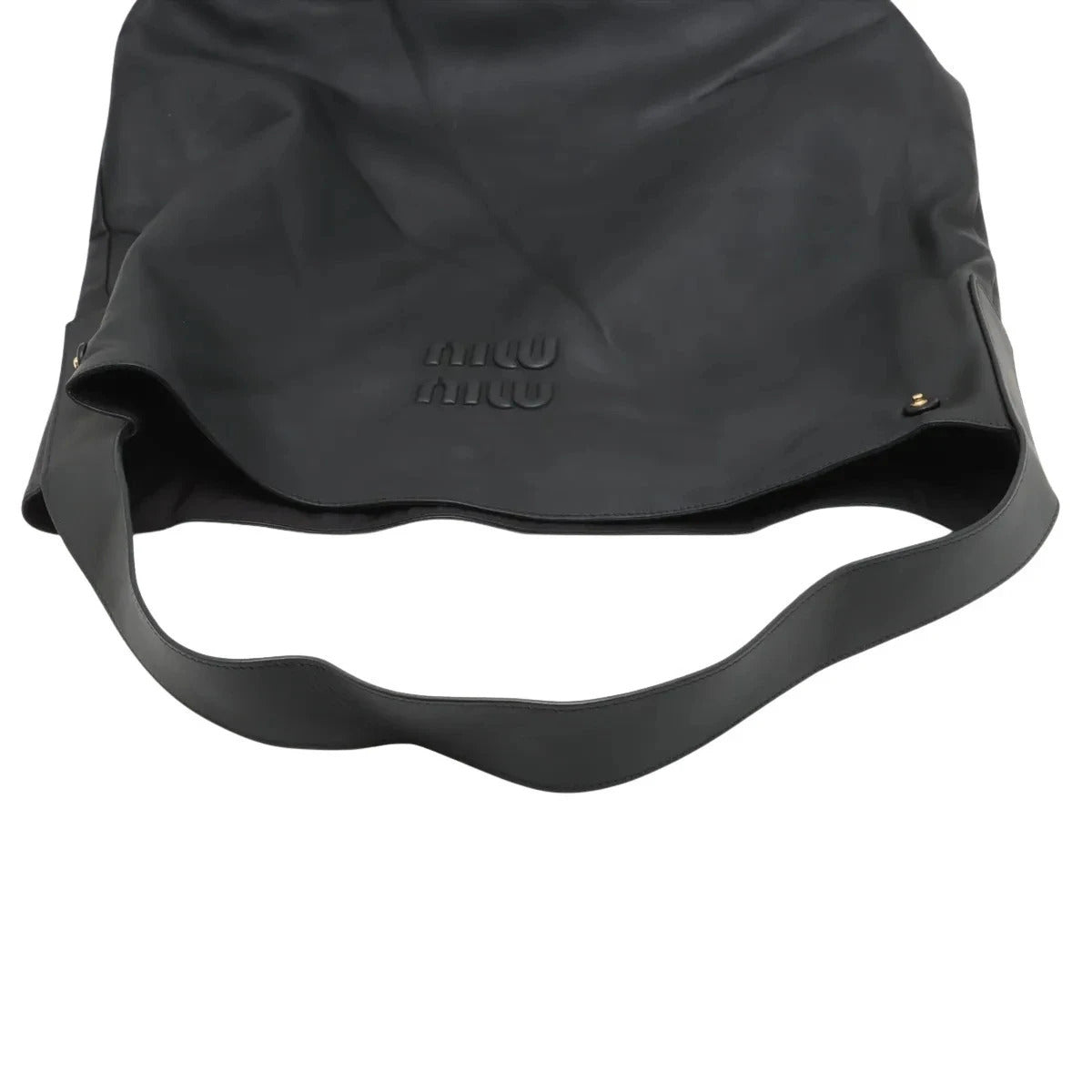 Pre-Loved Nappa Leather Hobo Shoulder Bag Leather with Gold Hardware, Black
