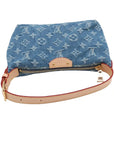 Pre-Loved Mini Pleaty Pochette Monogram Denim Mini with Gold Hardware, Blue