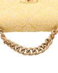 Pre-Loved Chanel 19 Shoulder Bag Quilted Tweed Small with Mixed Hardware, Yellow