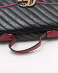 Pre-Loved GG Marmont Top Handle Handbag Quilted Leather Small with Aged Gold Hardware, Black