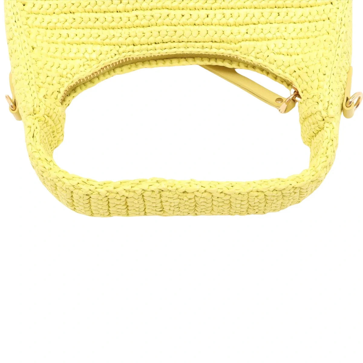 Pre-Loved Wander Hobo Shoulder Bag Raffia Mini with Gold Hardware, Yellow