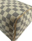Pre-Loved Speedy Handbag Damier Azur Coated Canvas 25 with Gold Hardware, Cream