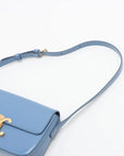 Pre-Loved Triomphe Shoulder Bag Leather Small with Gold Hardware, Light Blue