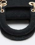 Pre-Loved Lady D-Lite Handbag Cannage Canvas Medium with Gold Hardware, Black