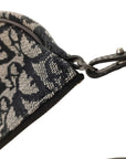 Pre-Loved Saddle Pochette Oblique Canvas Mini with Silver Hardware, Navy and Grey