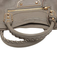 Pre-Loved Classic Metallic Edge City Handbag Leather with Gold Hardware, Gray