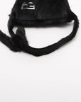 Pre-Loved Mamma Baguette Shoulder Bag Fur with Silver Hardware, Black