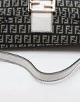 Pre-Loved Mamma Baguette Shoulder Bag Zucchino Coated Canvas with Gold Hardware, Black and Grey