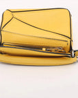 Pre-Loved Puzzle Crossbody Bag Leather Nano with Silver Hardware, Yellow