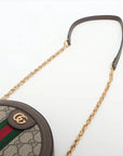Pre-Loved Ophidia Round Mini Crossbody Bag Monogram Coated Canvas Mini with Gold Hardware, Beige Ebony