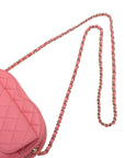 Pre-Loved CC in Love Heart Bag Crossbody Bag Quilted Leather Large with Gold Hardware, Pink