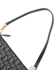 Pre-Loved Saddle Pochette Shoulder Bag Oblique Coated Canvas Mini with Gold Hardware, Navy Blue