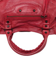 Pre-Loved City Handbag Leather with Matte Black Hardware, Red