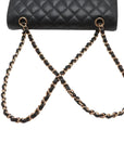 Pre-Loved Classic Double Flap Shoulder Bag Quilted Leather Medium with Gold Hardware, Black