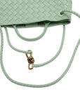 Pre-Loved Andiamo Tote Intrecciato Leather Small with Gold Hardware, Mint Green