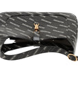 Pre-Loved Jackie 1961 Shoulder Bag Logo Stripe Leather Medium with Gold Hardware, Black