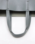 Pre-Loved Cabas Tote Leather Small with Gold Hardware, Gray and Blue