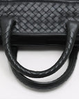 Pre-Loved Intrecciato Business Bag Briefcase Intrecciato Leather with Gunmetal Hardware, Black