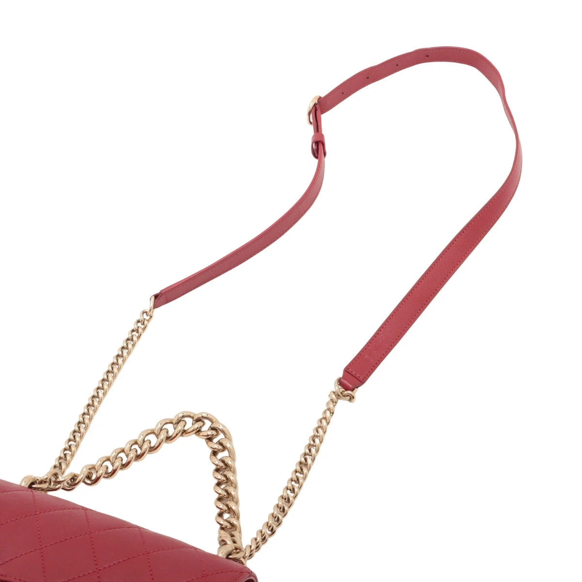 Pre-Loved Flap Bag Shoulder Bag Quilted Leather Mini with Gold Hardware, Red