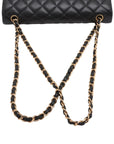 Pre-Loved Classic Double Flap Shoulder Bag Quilted Leather Jumbo with Gold Hardware, Black