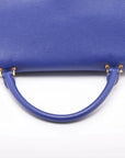Pre-Loved Trapeze Handbag Leather Medium with Gold Hardware, Blue