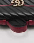 Pre-Loved GG Marmont Top Handle Handbag Quilted Leather Mini with Gold Hardware, Black
