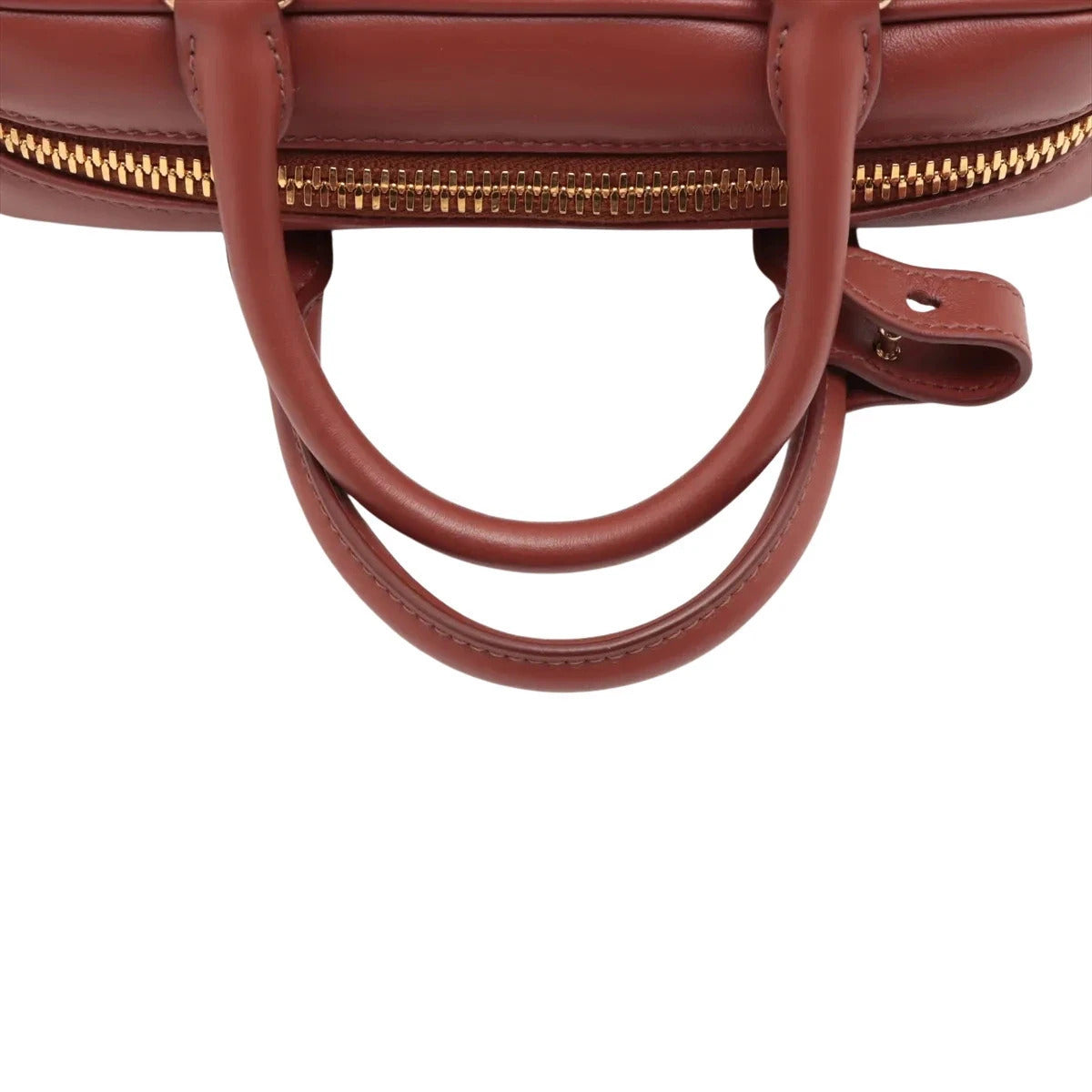 Pre-Loved Bowling Bag Handbag Leather Mini with Gold Hardware, Rust
