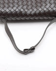 Pre-Loved Andiamo Crossbody Bag Intrecciato Leather Small with Gold Hardware, Dark Brown