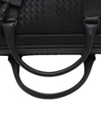 Pre-Loved Intrecciato Boston Duffle Duffle Bag Intrecciato Leather Large with Aged Silver Hardware, Black