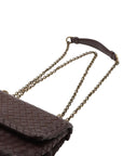 Pre-Loved Olimpia Crossbody Bag Intrecciato Leather Baby with Aged Gold Hardware, Burgundy