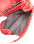 Pre-Loved Intrecciato Clutch Clutch Intrecciato Leather with Silver Hardware, Coral Red